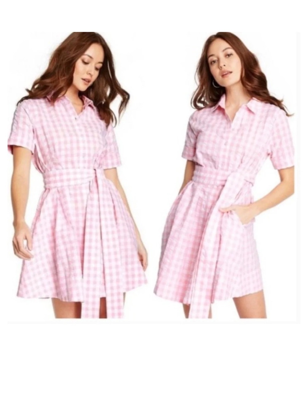 Lisa Marie Fernandez x Target Pink Gingham Shirt Dress NWT Large Cotton Pockets